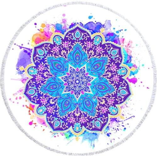 Mandala Geometric Large Round Beach Towel Microfiber With Tassels Elephant Car Thick Terry Serviette De Plage towels bathroom