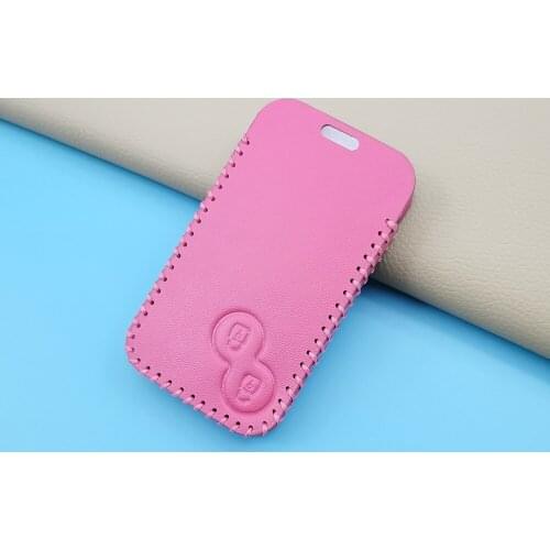 2-Button Pink Genuine Leather Case Car Key Protection Smart Skin For Renault Clio Logan Megane 2 3 Koleos Scenery Smart Card Box