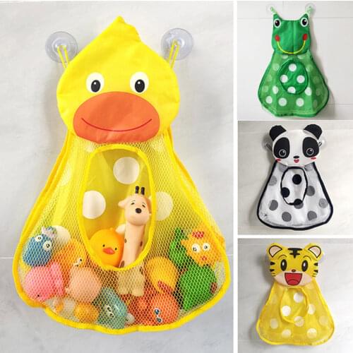 Baby Bath Toys Cute Tiger Panda Mesh Net Toy Storage Bag Strong Suction Cups Bath Game Bag Bathroom Organizer Water Toys for Kid