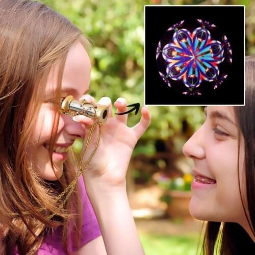 Children kaleidoscope Stainless Steel Necklace With Crystal Heart For Kids Girl Baby Necklace Gift