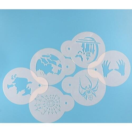 Facemile 6PCS Happy Halloween Witch Skeleton Hand Stencil For Cookie Cupcake Cartoon Stencil Mold Fondant Cake Decorating Tool