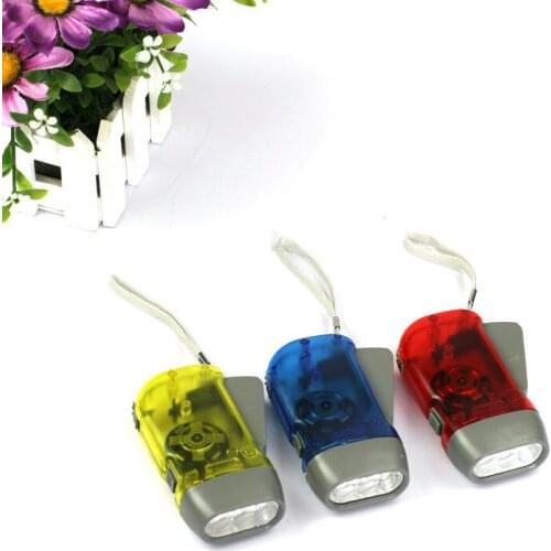 Three lights hand pressure flashlight, transparent led hand hold environmental protection shake power generation flashlight