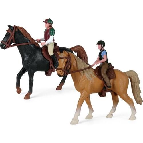 Horseman Racehorse People Set Rider Action Figure Animal Model Mini Figures Toys For Kids Decoration