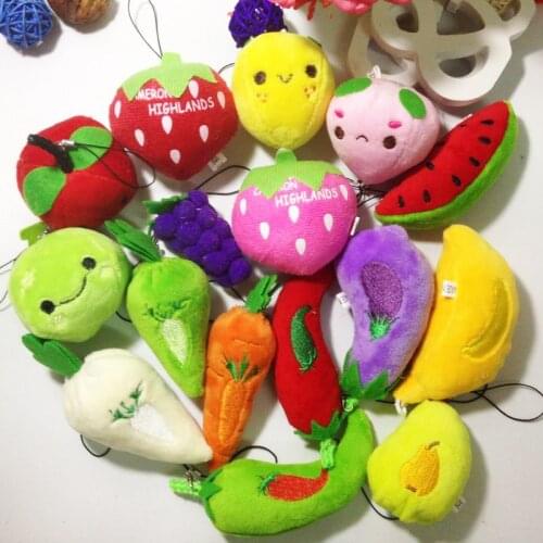 All kinds cute Fruits & Vegetables Plush Stuffed Toy keychain doll phone bag pendant gift Mango/radish/Strawberry/peach 6-10cm