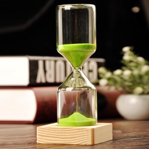 Exquisite 30-minute wooden base glass colored hourglass timer Fashion creative gift Exquisite decoration