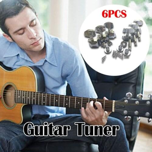 3L3R 6 Pieces Acoustic Guitar String Tuning Pegs Tuner Machine Heads Knobs Tuning Keys for Acoustic or Electric Guitar Chrome