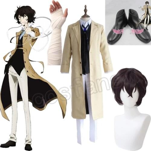 Bungo Stray Dogs Dazai Osamu Cosplay Anime Costume Long Jacket Coat Suit Adult Men Halloween Christmas Costumes