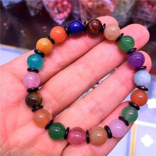 Beautiful Natural Stone Crystal Bracelet Natural Mixed Chakra Stones Energy Stone Healing Crystal Charm Bracelet Jewelry