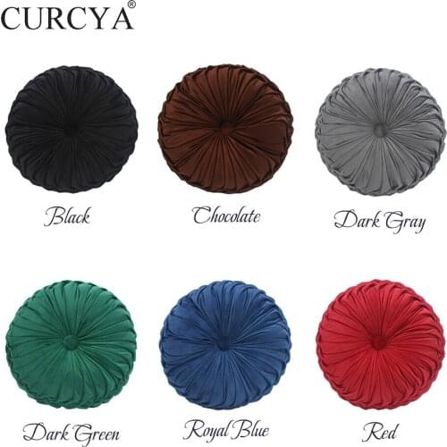CURCYA Round Velvet Pillow for Home Decoration Seat Sofa Throw Pillows Solid Colors Fashion Cushions 36cm