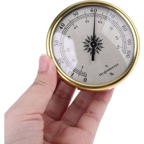 72mm Round Gold Hygrometer Humidity Meter Gauge Ring Surface - No battery needed R9JF
