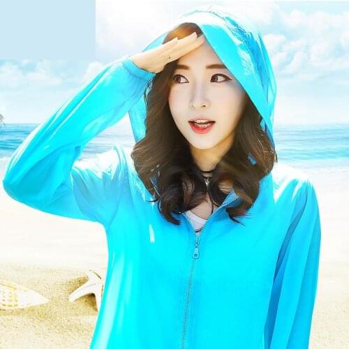 Summer Sun Protection Clothing Summer Beach Transparent Iridescent Sunscreen Uv coat big size Summer Fashion Outerwear Tops coat