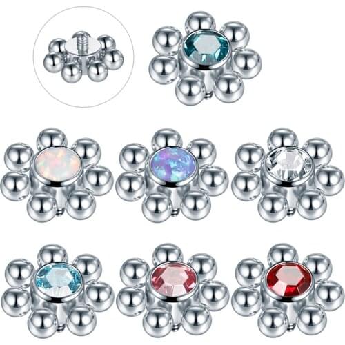 1Pc Micro Dermal Piercing Stainless Steel Crystal Dermal Anchor Piercings Top Dermal Anchor Skin Diver Surface Piercing