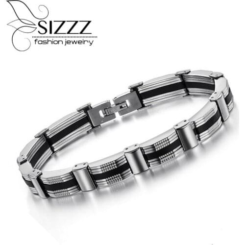 SIZZZ 22cm long 10mm wide fashion jewelry wholesale personality stainless steel Bracelet&Bangles for men