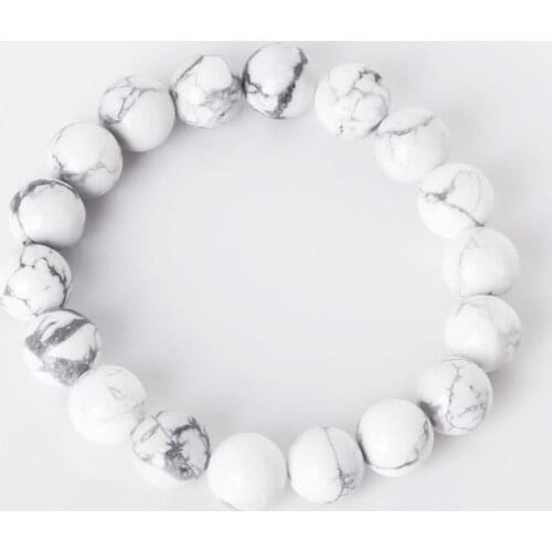 New Charm Bracelet With Natural Stone Beads White Howlite Turquoises 6 8 10mm Natural Stone Yoga Beaded Bracelet for Men Women