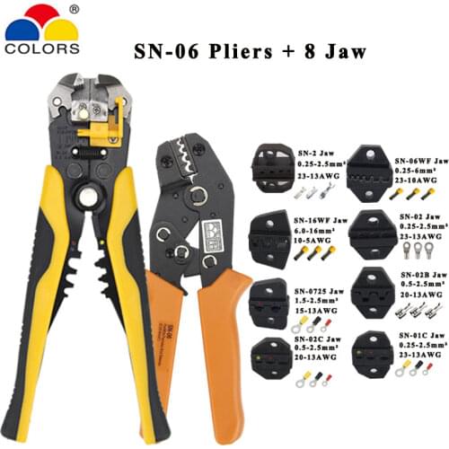 Colors Crimping tools SN-06 190mm pliers jaw kit stripping wire cutters pliers for plug/tube/insulation terminals calmping tools