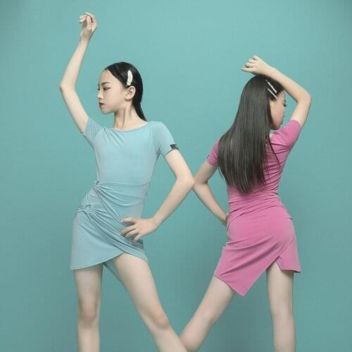 Latin Dance Practice Clothes For Girls Short Sleeve Training Dress Professional Rumba Tango Samba Cha Cha Dance Clothing DWY5767