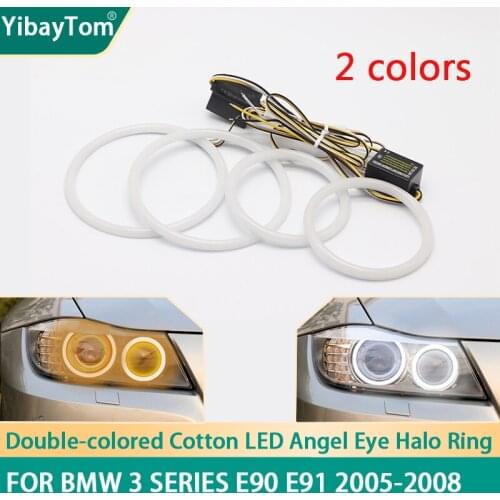 Excellent SMD Cotton Light Switchback LED Angel Eye Halo Ring DRL Kit For BMW 3 Series E90 E91 2005-2008 Xenon headlights