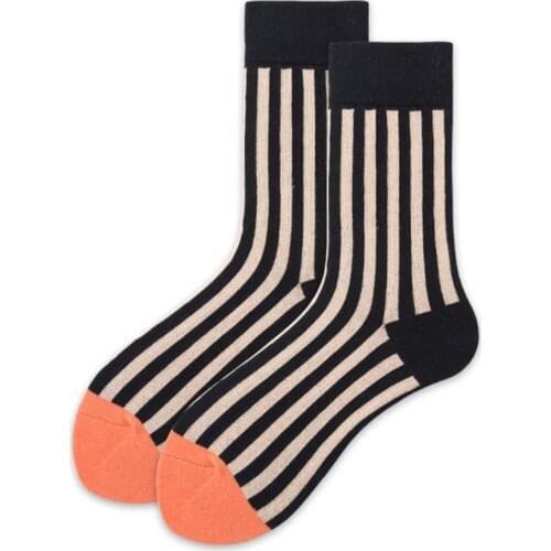 Strip Socks Vertical Striped Printing Assorted Color Street Style Over Ankle Soft Warm Hosiery for Men Women