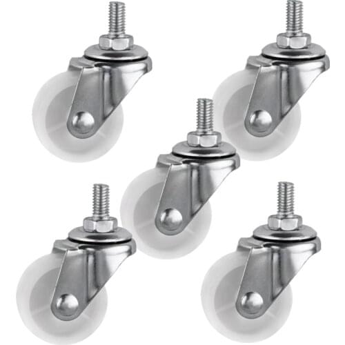 5 Pcs/Lot Casters 1.5 Inch White PP Screw Universal M6 Thread Roller Diameter 4cm Display Frame Wheel