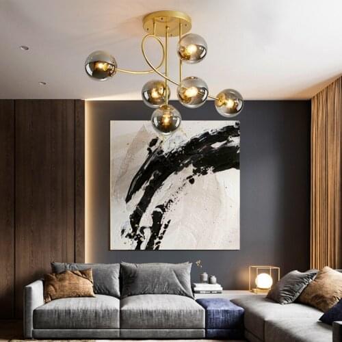 NORMICHY Modern Chandelier Glass Ball Dining Room Kitchen Living Room Bedroom Ceiling Chandelier Indoor Lighting Installation