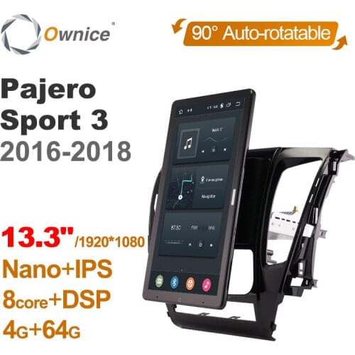 Tesla Style 13.3" PX6 Android 10 Car Multimedia Player Auto Rotatable GPS Navigation Radio For Mitsubishi Pajero Sport 2016-2018