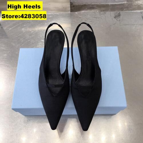 Casual Designer Women Pumps Black Patent leather Point toe High Heels slingback shoes Zapatos Mujer sandalias de las mujeres