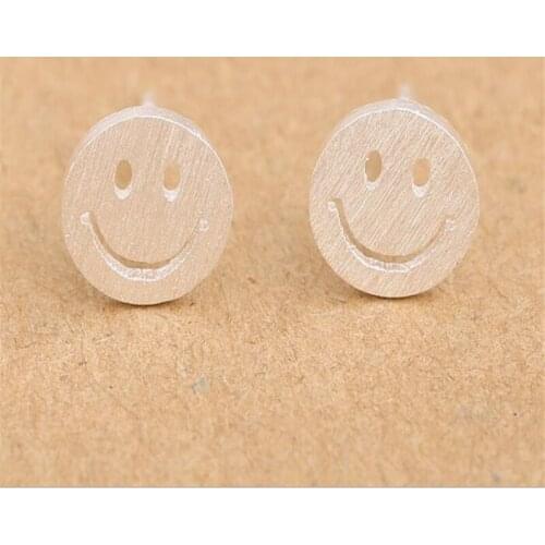 Silver Color Jewelry Cute Smile Face Stud Earrings Fashion Smiley Earrings For Women Girls Piercing Ear Accessories Gift