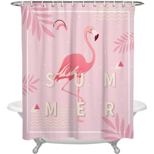 Flamingo Animal Tropical Birds Shower Curtain Waterproof Polyester Fabric Shower Curtains Home Decoration Curtain with Hook