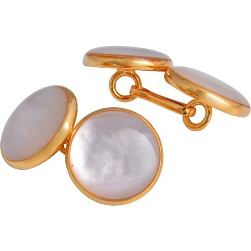Cufflinks stock high-end banquet party is suitable for wearing round natural imitation pearl shell chain double-sided popular