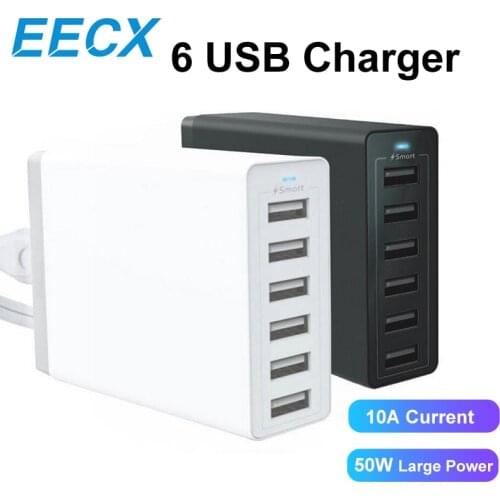 Multi Charger Station 6 Port Fast Charging Adapter Desktop Chargers Portable Fast Charging 10A for Samsung Multiple USB Charger