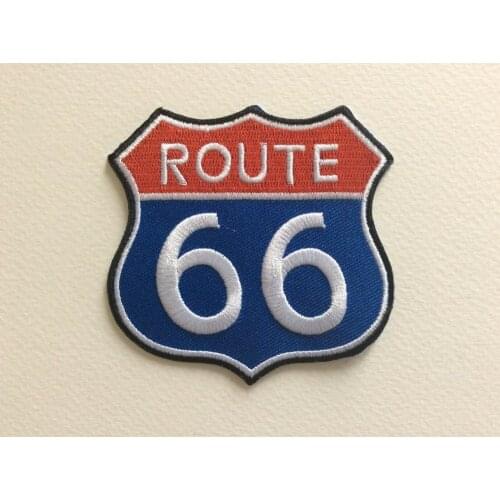 Route 66 Logo Patch Factory custom embroidered badge IVY-LOVING Craft PATCH 8.3*8.3CM