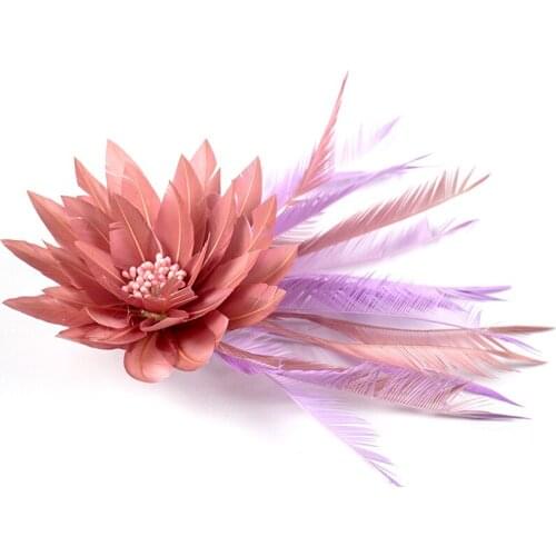 Clip Headdress Accessory / Bridal Hairpin Headdre / Headpiece with Feather / Flower 1 Piece Wedding / Womens Feather Headpiece