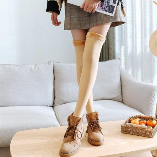 Winter Sexy Women Long Stockings Cashmere Socks Warm Thigh High Socks For Ladies Girls New Fashion Striped Knee Socks Women