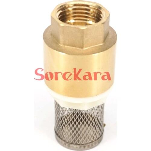 1/2" 3/4" 1" 1-1/4" 1-1/2" 2" BSP Female Brass Non-return Valve Check Valve With 40 Mesh Strainer Filter Bottom Valve Foot Valve
