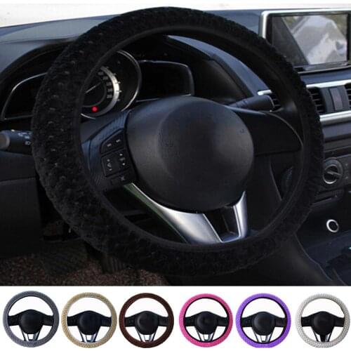 1X plush Car steering wheel cover winter warm Auto Interior Accessories Dotted Plush Steering Wheel Decoration