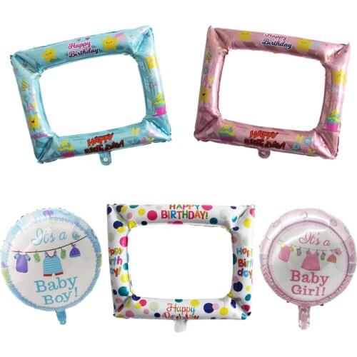 1set Happy Birthday Photo Booth Foil Balloons Birthday Baby Shower Birthday Photo Frame Props Party Decoration Globos Supplies