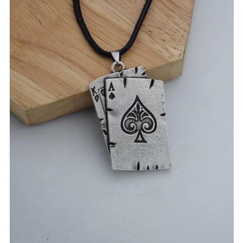 12pcs Playing Card Poker Lucky Ace Of Spades Pendant Necklace Creative Personality Jewelry Gifts