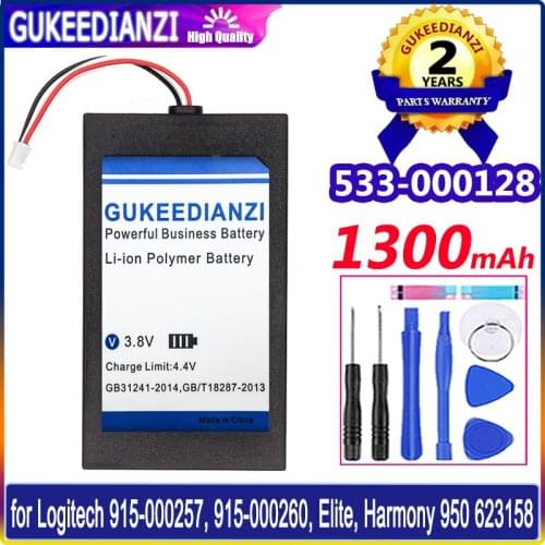 1300mAh GUKEEDIANZI Battery 533-000128, 623158 for Logitech 915-000257, 915-000260, Elite, Harmony 950
