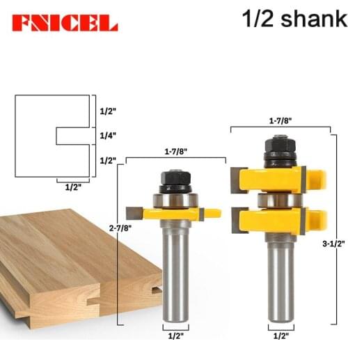 2Pcs/set 1/2" Shank Tongue & Groove Router Bit Set - Large Stock up to 1-1/4" Woodworking cutter TenonCutter for Woodworking