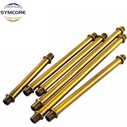 2pcs Retro Gold Ancient M10 Outer Teeth Double Head Metal Hollow Straight Tube Table Lamp Lamp Holder Connection Tube DIY