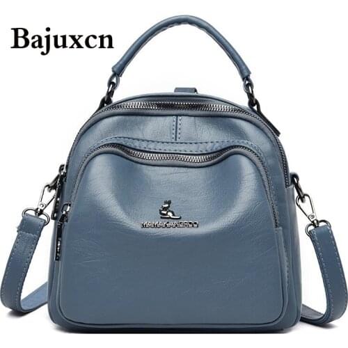 2021 New High Quality Leather Backpack Women Shoulder Bags Multifunction Travel Backpack School Bags for Girls Bagpack mochila