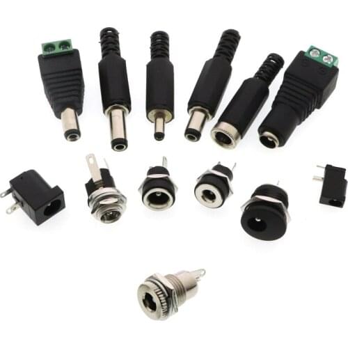 5pcs DC Power Jack Socket Connector 5.5*2.1mm Male / Female DC-005 DC022 DC022B DC-025B 5.5*2.1mm DC power plug and socket