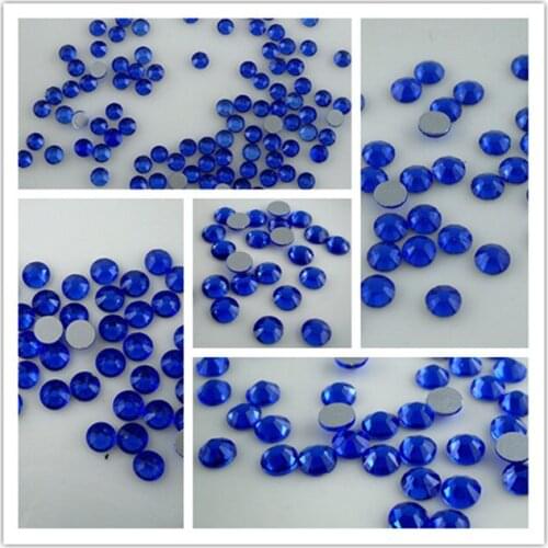 AAAA 2-6mm faceted glass crystal sapphire blue flat back rhinestones mobile beauty nail Art clothing shoes bag decoration 144pcs