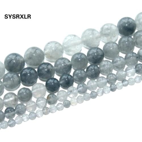 Free Shipping Natural Stone Grey Demon Quartz Beads Round Loose DIY Bracelet Necklace Material For Jewelry Making 4 6 8 10 12 MM