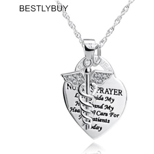 BESTLYBUY 100% Real 925 Sterling Silver Angel Heart Card Pendant Necklace Gifts For Lover With Chain