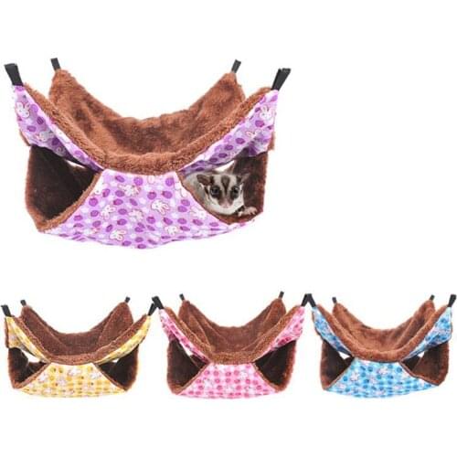 Double Thick Plush Warm Bed Rat Hammock For Hamster House Hanging Nest Sleeping Bag Hanging Tree Beds Guinea Pig Hamster Cage