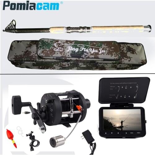 F06B 4.3 Inch 15M/30M Cable Fish Finder IR LED Underwater Night Vision Fishing Camera LCD Monitor Fishfinder with Fish rod, bag