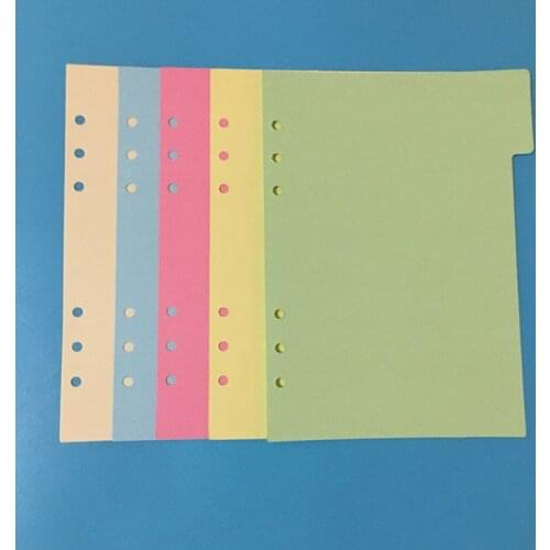 5pcs/lot Solid Color Binder Index Divider for 6 Holes Looseleaf Notebook Scrapbook Planner Album Stationery A5 A6 Available