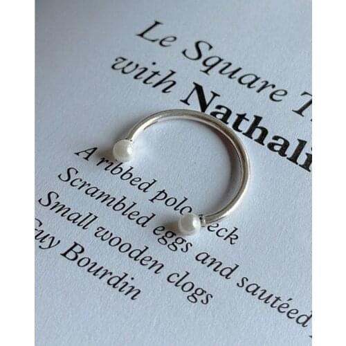 MLKENLY Small Pearl Smile Open Ring for Women Unique Trend small Ring Everyday jewelry