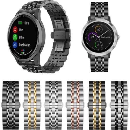 Metal Classic Strap for Garmin Vivoactive 4 3/Vivomove HR Watch Band Stainless Steel Bracelet for Forerunner 245 645 WristBand